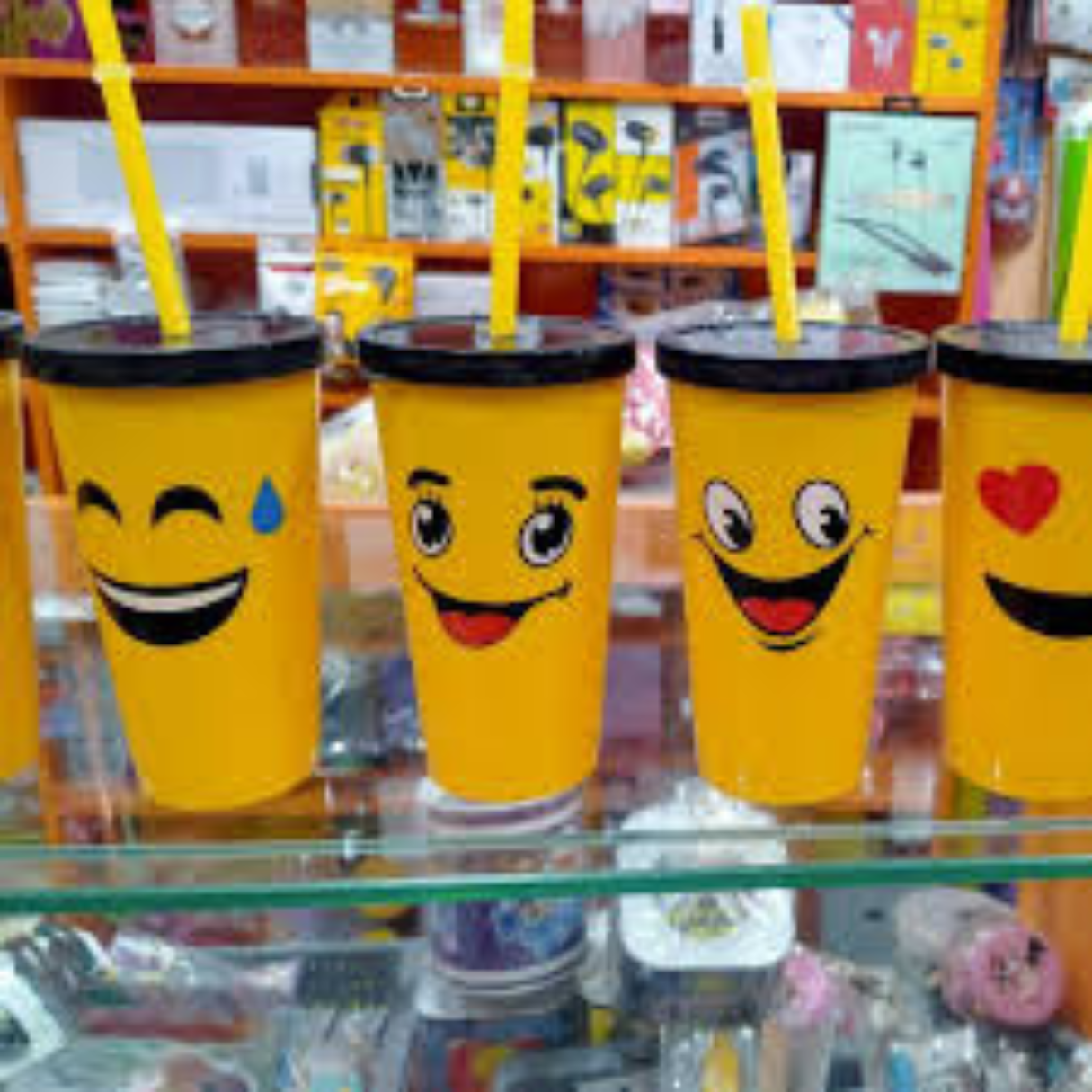 Emoji Glass with Straw for Children | Fun Plastic Juice Glass with Straw