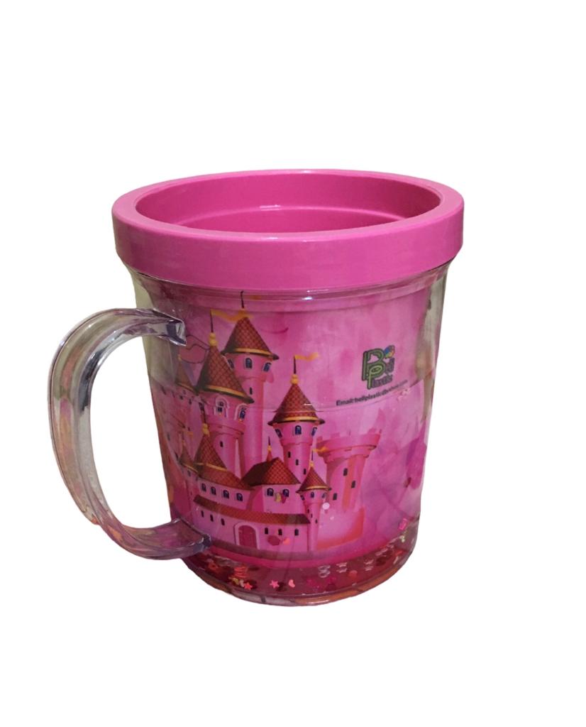 Double Wall Kids Glittery Cup – Little Princess & Cute Girl Design (350ML) ✨👧