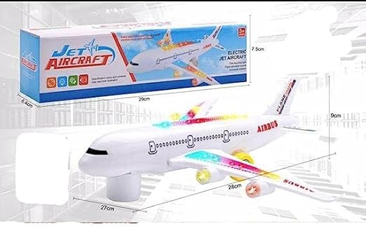 Toys Hub Airbus Airplane Model – Electric Plane with Loud Music, Flashing Lights & Bump N Go Feature | Perfect Toy Airplane for Kids ✈️🎶