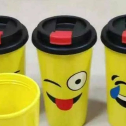 Emoji Glass with Straw for Children | Fun Plastic Juice Glass with Straw