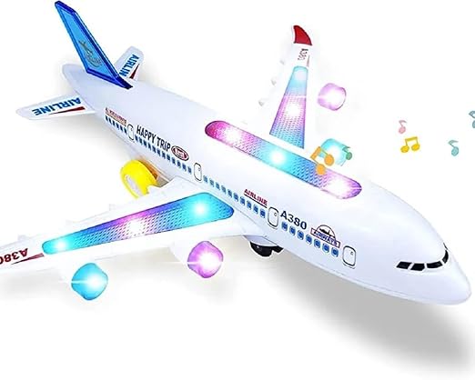 Toys Hub Airbus Airplane Model – Electric Plane with Loud Music, Flashing Lights & Bump N Go Feature | Perfect Toy Airplane for Kids ✈️🎶