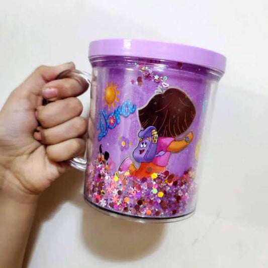 Double Wall Kids Glittery Cup – Little Princess & Cute Girl Design (350ML) ✨👧