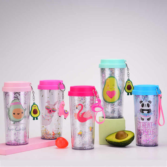 Glittery Travel Cups with Cute Keychains – Sparkle on the Go!