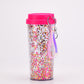 Glittery Travel Cups with Cute Keychains – Sparkle on the Go!