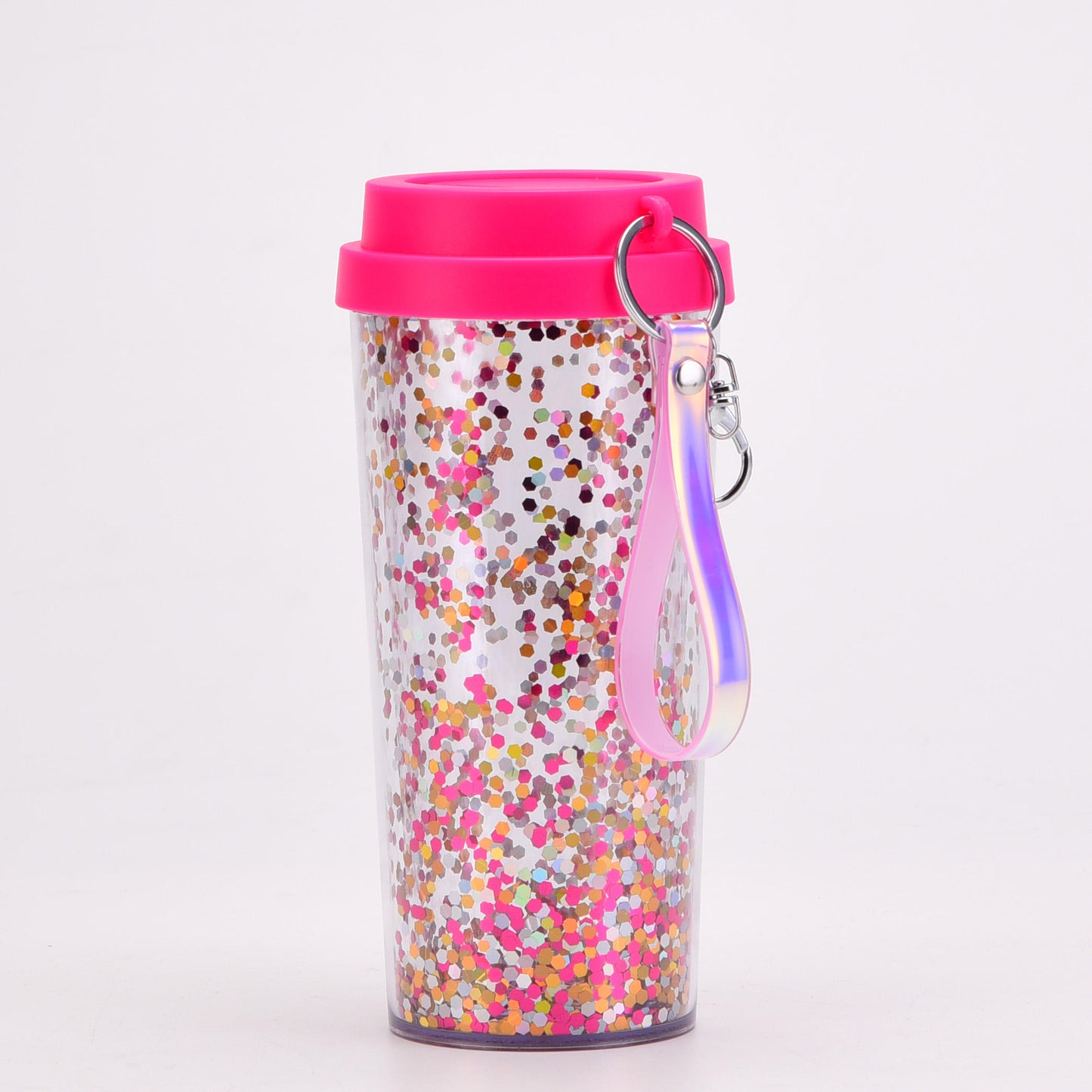 Glittery Travel Cups with Cute Keychains – Sparkle on the Go!