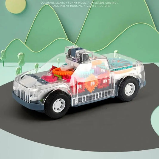 Transparent Gear Concept Jeep Toy with Lights & Music – Educational and Fun Toy for Kids