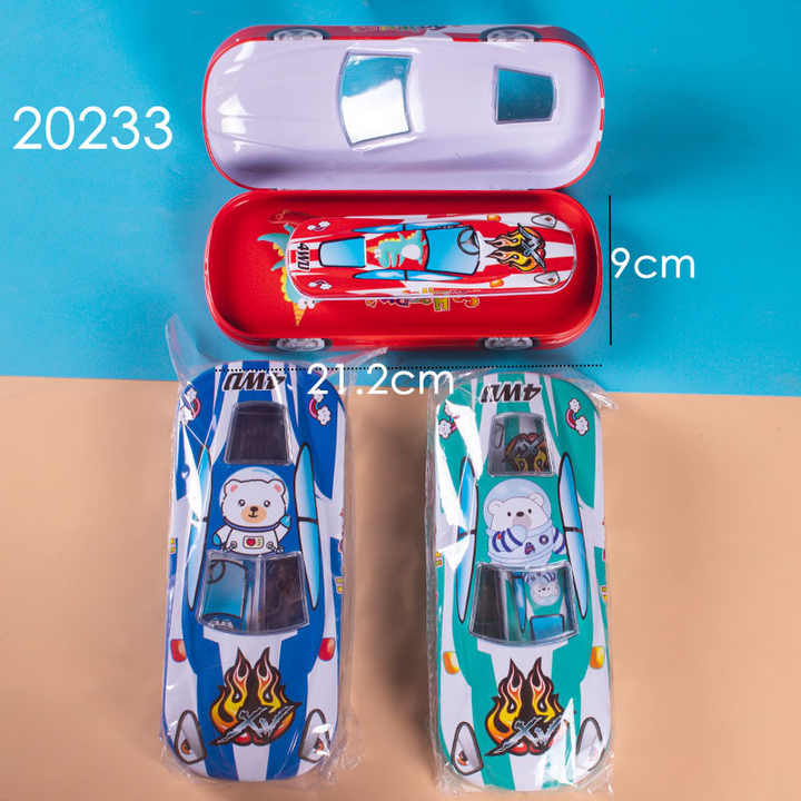 Car-Themed Metal Pencil Box for Kids | Durable & Fun Design with Compartments