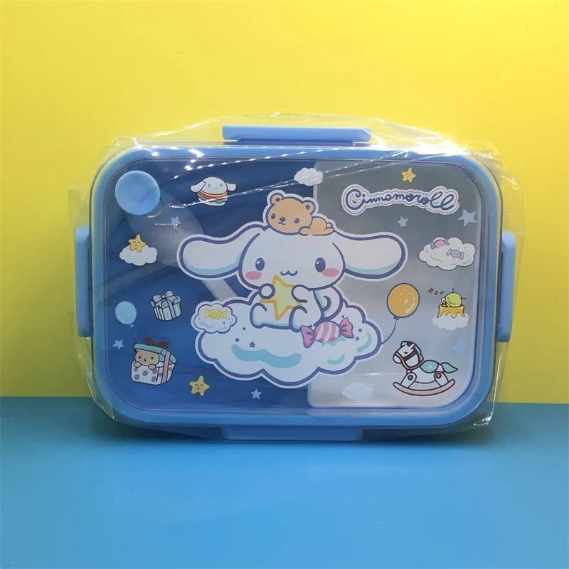 New Arrival Cartoon Sanrioed Plastic Student Lunch Box – Kawaii Bento Box with Tableware 🍱✨