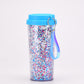 Glittery Travel Cups with Cute Keychains – Sparkle on the Go!