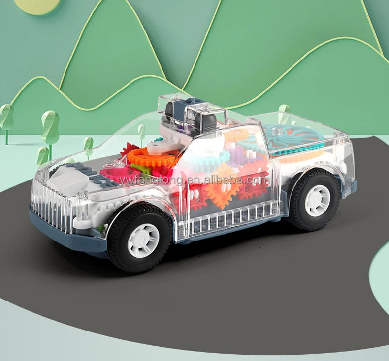 Transparent Gear Concept Jeep Toy with Lights & Music – Educational and Fun Toy for Kids