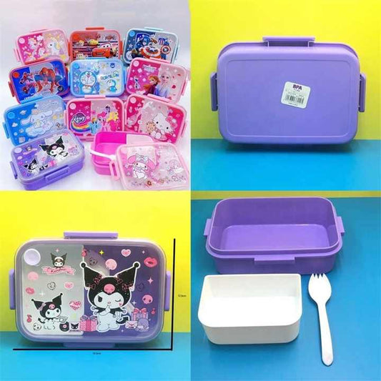 New Arrival Cartoon Sanrioed Plastic Student Lunch Box – Kawaii Bento Box with Tableware 🍱✨