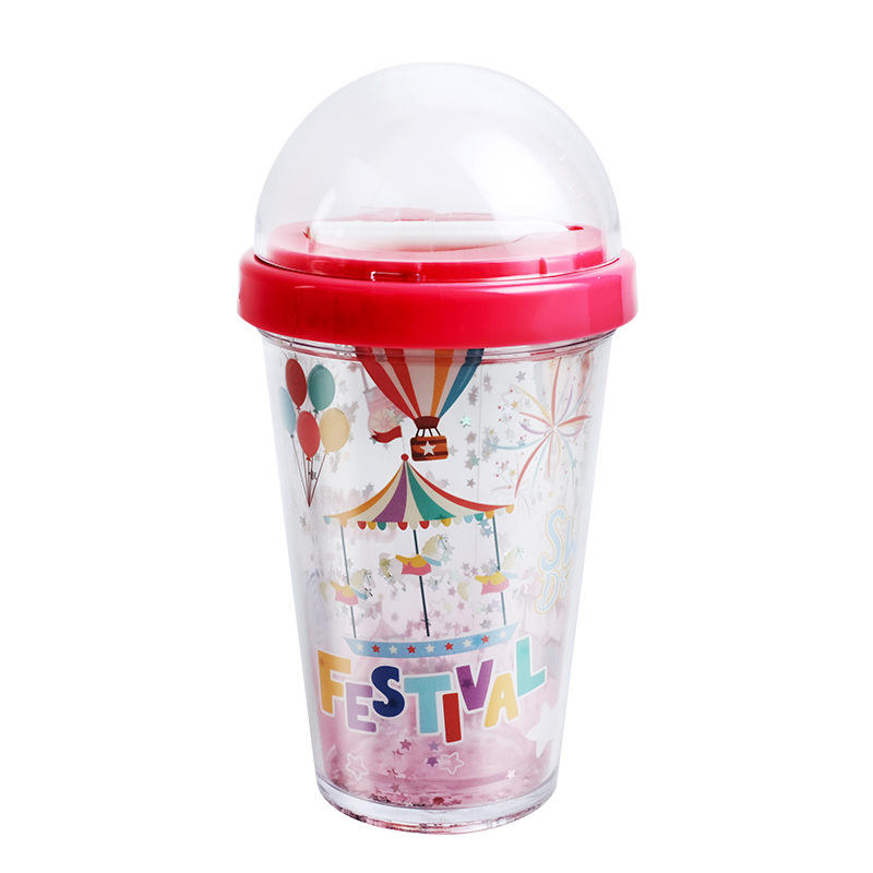 Summer Circus Crystal Water Bottle with Straw