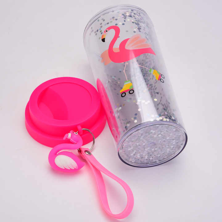 Glittery Travel Cups with Cute Keychains – Sparkle on the Go!