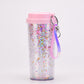 Glittery Travel Cups with Cute Keychains – Sparkle on the Go!