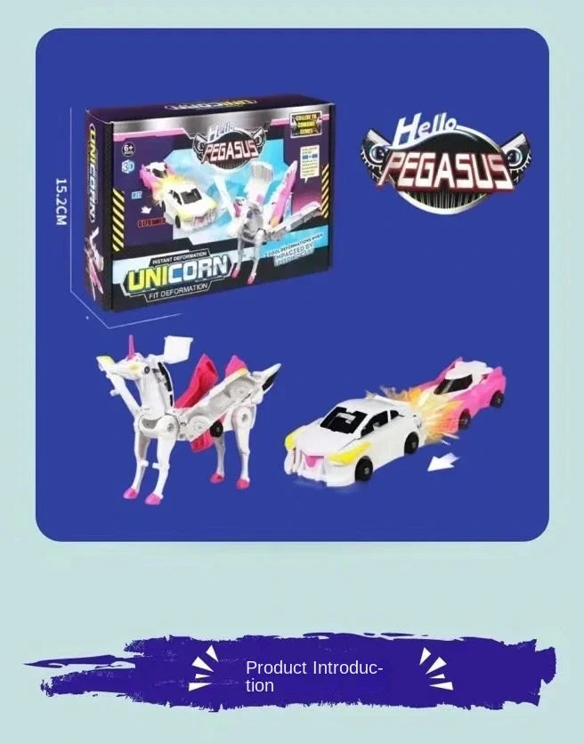 Deformation Robot Toy – Two Cars Combine into a Pegasus Unicorn Robot! 🤖🚗🦄