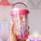 Summer Circus Crystal Water Bottle with Straw