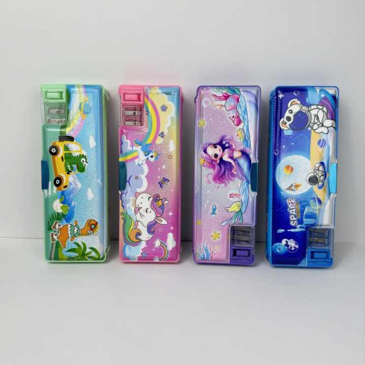 Kids' Multicolor Cartoon Pencil Boxes | Durable Magnetic Closure &amp; Multiple Compartments