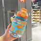 600ml High Appearance Level Plastic Water Bottle with Handle and Straw for Children to School