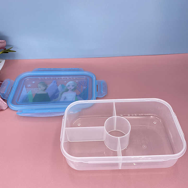 Cartoon Printed Transparent Bento Lunch Box – Food-Grade PP Dinnerware Set for Kids 🍱✨