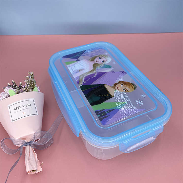 Cartoon Printed Transparent Bento Lunch Box – Food-Grade PP Dinnerware Set for Kids 🍱✨