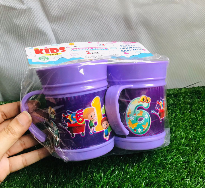 Pack of 2 Plastic Cartoon Character Mugs for Kids